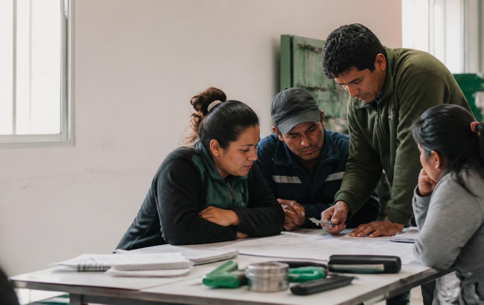 Personas participando de una instancia de formación técnica comunitaria